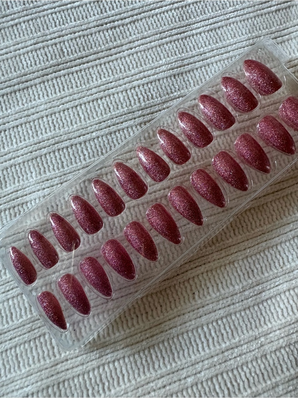Glitter Rose Pink Press-On Nail Set - Women Accessories